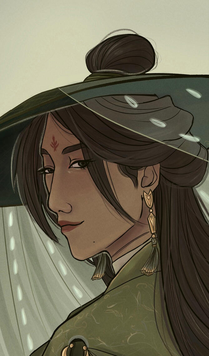 An illustration of Yushi Huang wearing her hat